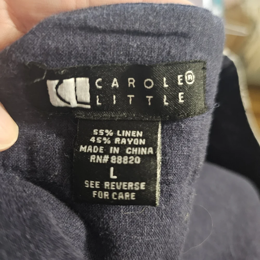 Carole Little Navy Blue Linen Naitical Top - Picture 5 of 6